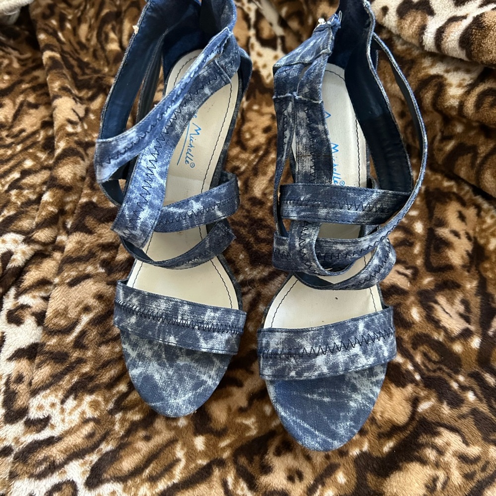 Anne Michelle Denim Blue Strappy Sandals